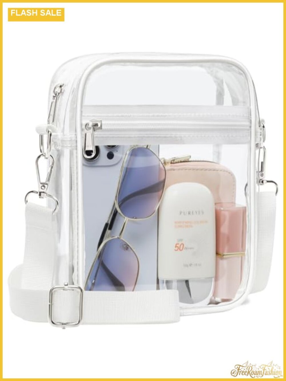 Clear Crossbody Bag Stadium Approved PVC Purse for Women